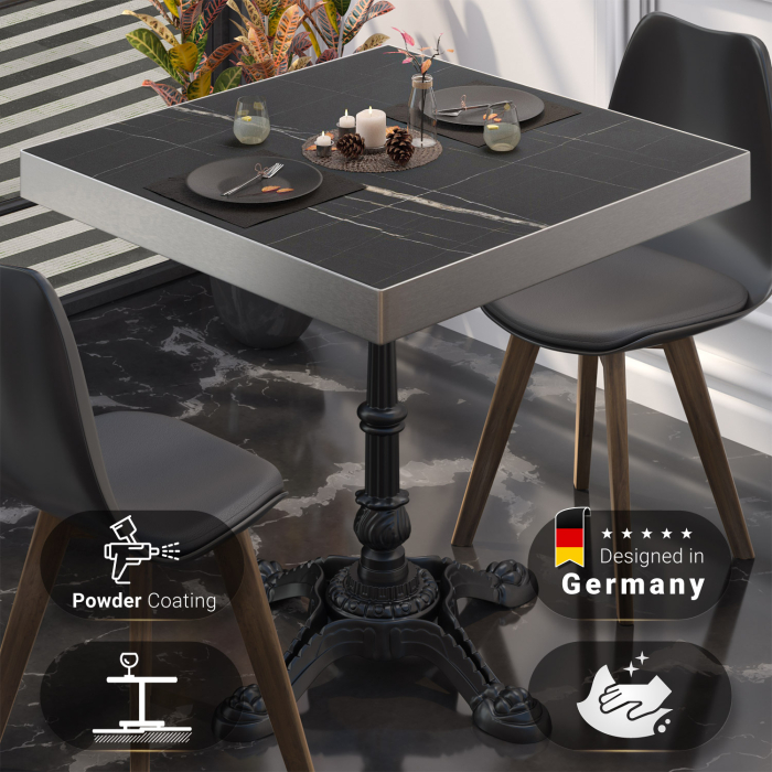 BPR | Bistrobord | 70x70x77cm | Firkantet | Svart marmor/svart BPR | Bistrobord | 70x70x77cm | Firkantet | Svart marmor/svart