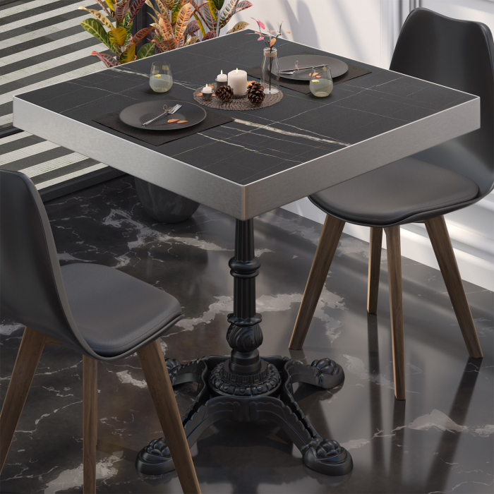 BPR | Bistrobord | 70x70x77cm | Firkantet | Svart marmor/svart BPR | Bistrobord | 70x70x77cm | Firkantet | Svart marmor/svart