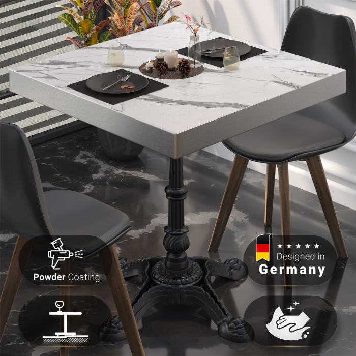 BPR | Bistrobord | 70x70x77cm | Firkantet | Hvit marmor/svart BPR | Bistrobord | 70x70x77cm | Firkantet | Hvit marmor/svart