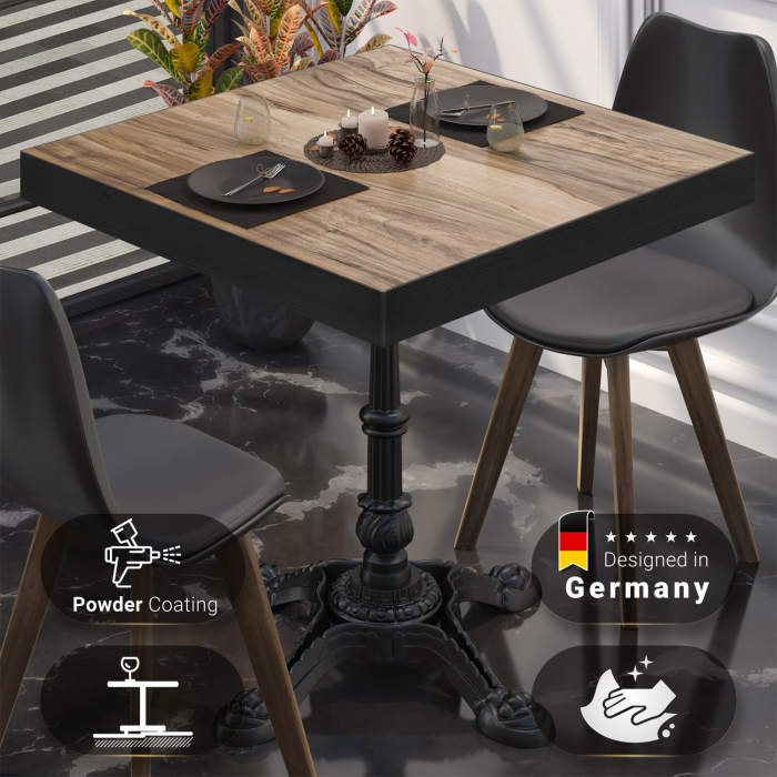 BPR | Tavolo da bistrot | 70 x 70 x 77 cm | Quadrato | Sheesham / Nero BPR | Tavolo da bistrot | 70 x 70 x 77 cm | Quadrato | Sheesham / Nero