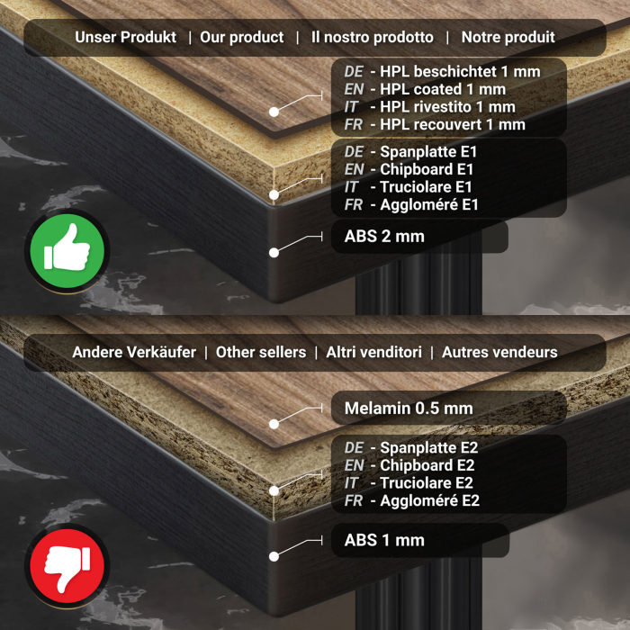 BPR | Tavolo da bistrot | 70 x 70 x 77 cm | Quadrato | Sheesham / Nero BPR | Tavolo da bistrot | 70 x 70 x 77 cm | Quadrato | Sheesham / Nero