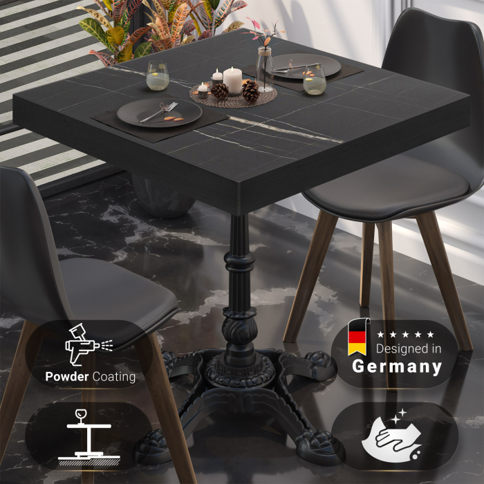 BPR | Bistrobord | 70x70x77cm | Firkantet | Svart marmor/svart BPR | Bistrobord | 70x70x77cm | Firkantet | Svart marmor/svart
