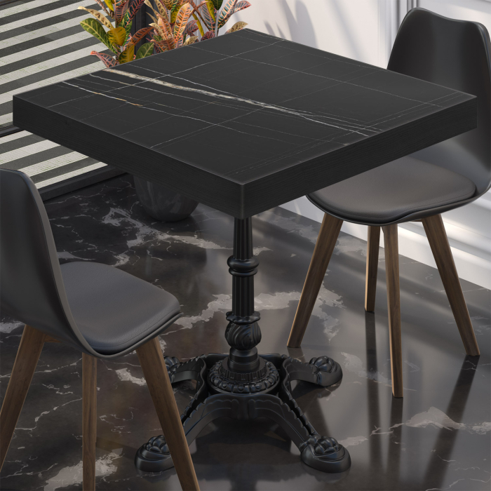 BPR | Bistrobord | 70x70x77cm | Firkantet | Svart marmor/svart BPR | Bistrobord | 70x70x77cm | Firkantet | Svart marmor/svart