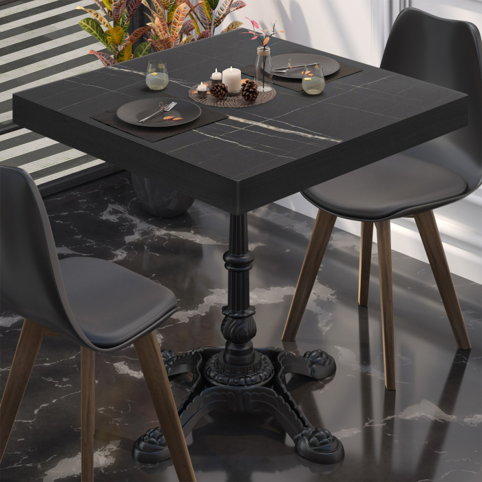 BPR | Bistrobord | 70x70x77cm | Firkantet | Svart marmor/svart BPR | Bistrobord | 70x70x77cm | Firkantet | Svart marmor/svart