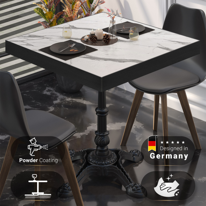 BPR | Tavolo da bistrot | 70 x 70 x 77 cm | Quadrato | Marmo bianco / Nero BPR | Tavolo da bistrot | 70 x 70 x 77 cm | Quadrato | Marmo bianco / Nero