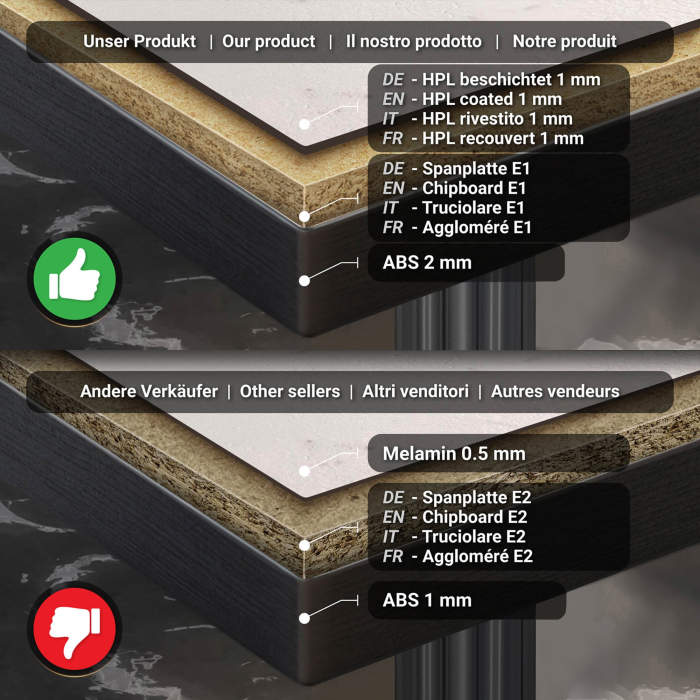 BPR | Tavolo da bistrot | 70 x 70 x 77 cm | Quadrato | Marmo bianco / Nero BPR | Tavolo da bistrot | 70 x 70 x 77 cm | Quadrato | Marmo bianco / Nero