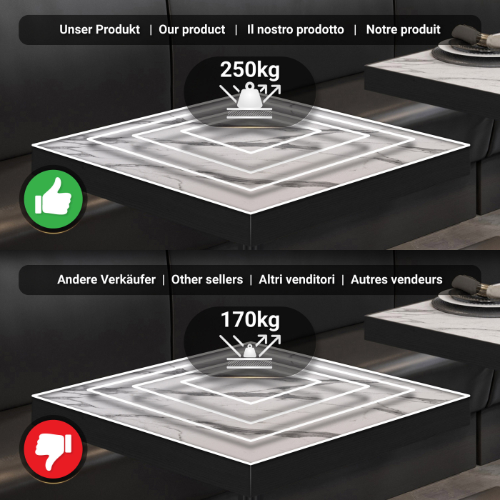 BPR | Tavolo da bistrot | 70 x 70 x 77 cm | Quadrato | Marmo bianco / Nero BPR | Tavolo da bistrot | 70 x 70 x 77 cm | Quadrato | Marmo bianco / Nero