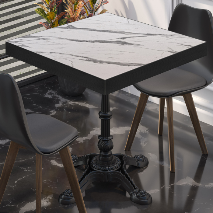 BPR | Tavolo da bistrot | 70 x 70 x 77 cm | Quadrato | Marmo bianco / Nero BPR | Tavolo da bistrot | 70 x 70 x 77 cm | Quadrato | Marmo bianco / Nero