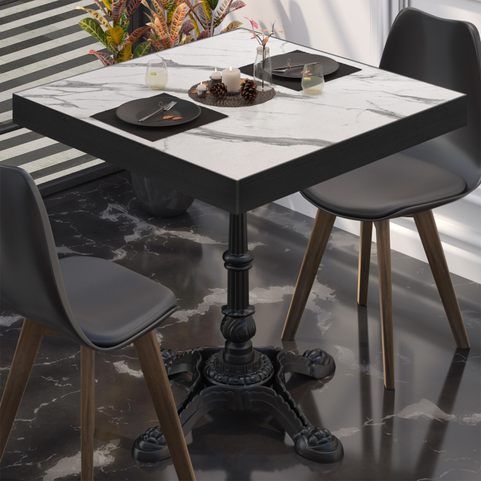 BPR | Tavolo da bistrot | 70 x 70 x 77 cm | Quadrato | Marmo bianco / Nero BPR | Tavolo da bistrot | 70 x 70 x 77 cm | Quadrato | Marmo bianco / Nero