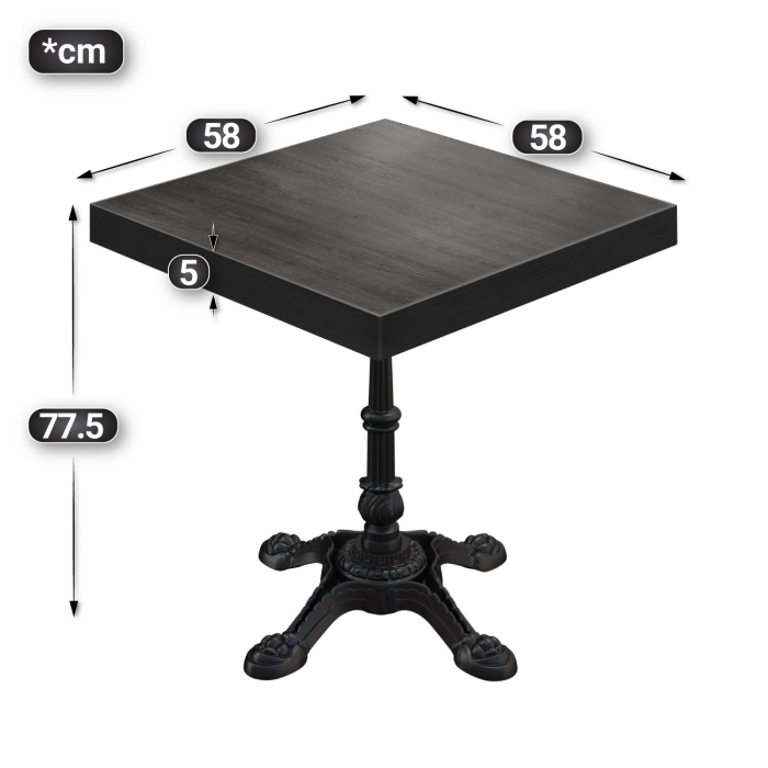 BPR | Bistrobord | 60x60x77cm | Firkantet | Wenge / Svart