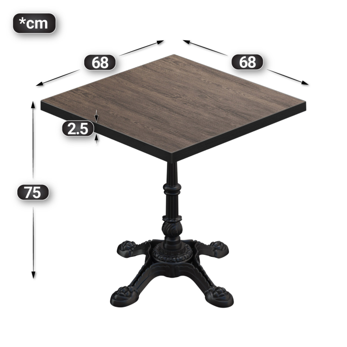 BPR | Bistrobord | 70 x 70 x 74,5 cm | Firkantet | Lys Wenge / Svart BPR | Bistrobord | 70 x 70 x 74,5 cm | Firkantet | Lys Wenge / Svart