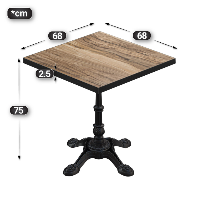 BPR | Bistrobord | 70 x 70 x 74,5 cm | Firkantet | Sheesham / Svart BPR | Bistrobord | 70 x 70 x 74,5 cm | Firkantet | Sheesham / Svart