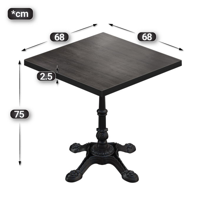 BPR | Bistrobord | 70 x 70 x 74,5 cm | Firkantet | Wenge / Svart BPR | Bistrobord | 70 x 70 x 74,5 cm | Firkantet | Wenge / Svart