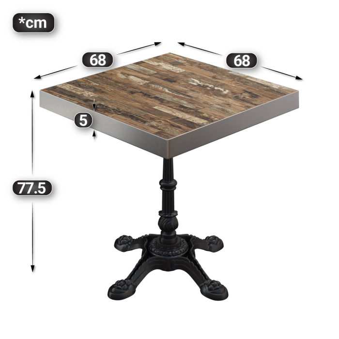 BPR | Bistrobord | 70x70x77cm | Firkantet | Vintage gammel / svart BPR | Bistrobord | 70x70x77cm | Firkantet | Vintage gammel / svart