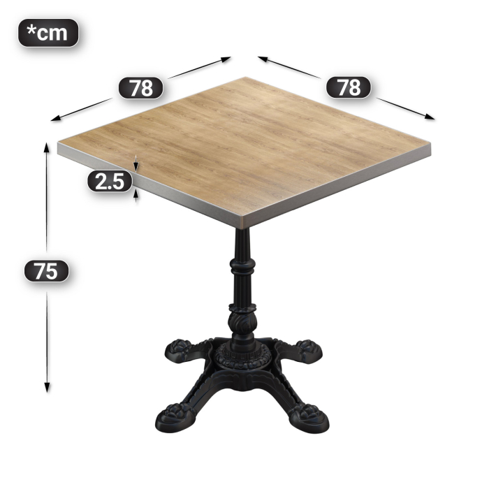 BPR | Bistrobord | 70 x 70 x 74,5 cm | Firkantet | Eik / Sort BPR | Bistrobord | 70 x 70 x 74,5 cm | Firkantet | Eik / Sort