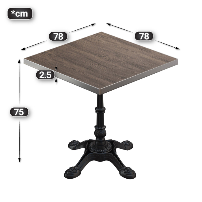 BPR | Bistrobord | 70 x 70 x 74,5 cm | Firkantet | Lys Wenge / Svart BPR | Bistrobord | 70 x 70 x 74,5 cm | Firkantet | Lys Wenge / Svart