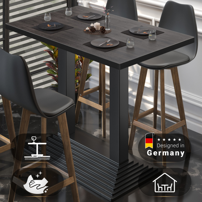 BPY | Bistro Högt Bord | 120 x 70 x 112 cm | Svart Kant | Rektangulär | Wenge / Svart