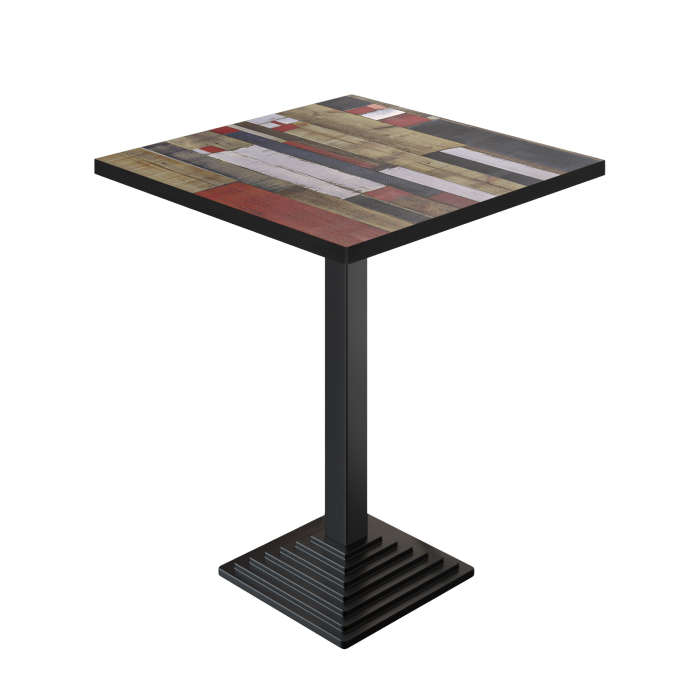 BPY | Bistro Ståbord | 70 x 70 x 112 cm | Svart kant | Fyrkantig | Vintage Färgglad / Svart