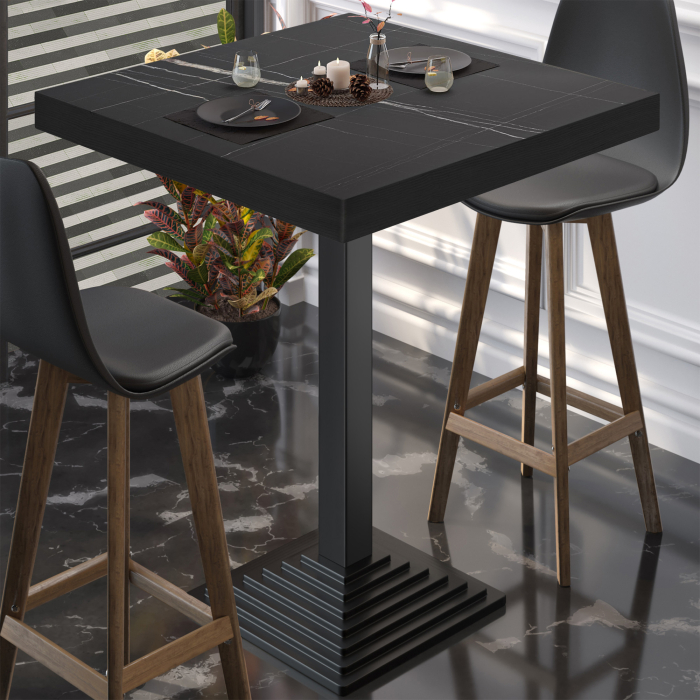BPY | Bistro Ståbord | 80 x 80 x 114 cm | Sort kant | Firkantet | Sort marmor / Sort BPY | Bistro Ståbord | 80 x 80 x 114 cm | Sort kant | Firkantet | Sort marmor / Sort