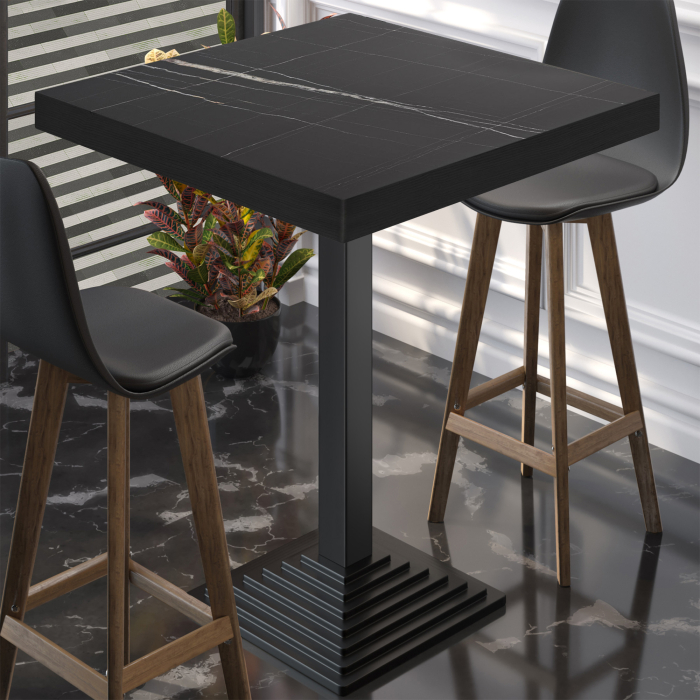BPY | Bistro Ståbord | 80 x 80 x 114 cm | Sort kant | Firkantet | Sort marmor / Sort BPY | Bistro Ståbord | 80 x 80 x 114 cm | Sort kant | Firkantet | Sort marmor / Sort