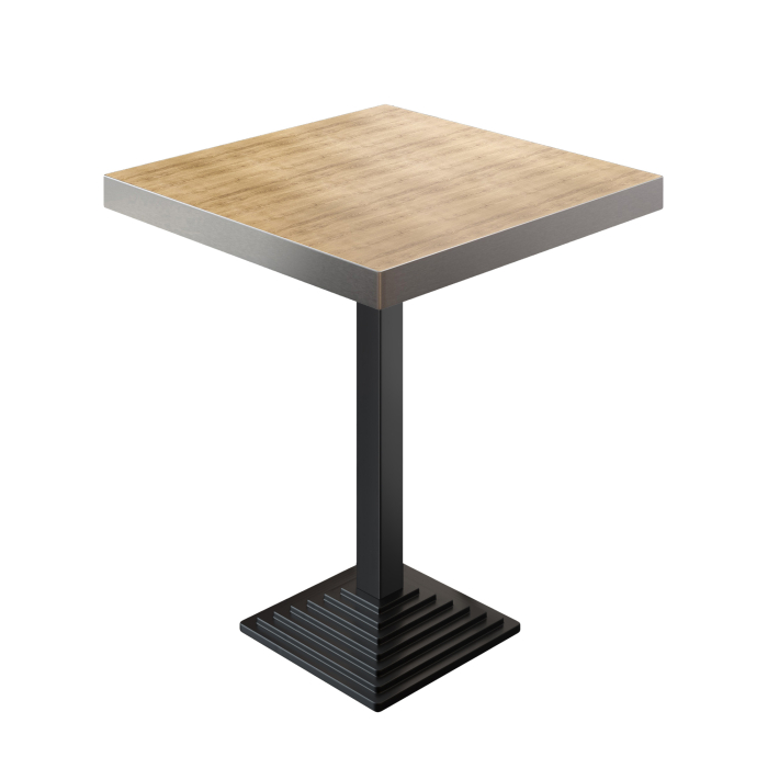 BPY | Bistro Ståndbord | 70 x 70 x 114 cm | Rostfritt stål Kant | Fyrkantig | Ek / Svart