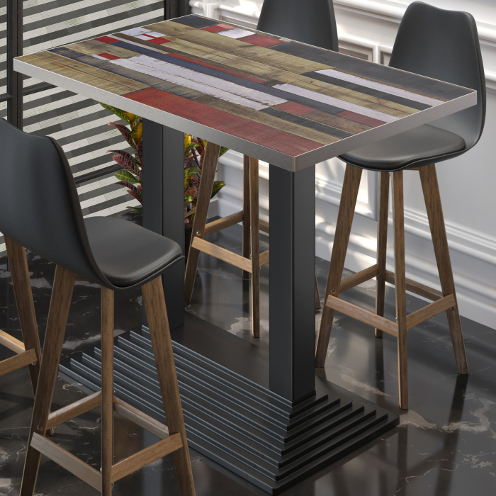 BPY | Bistro Stehtype | 120 x 70 x 112 cm | Rustfritt stål kant | Rekktangulær | Vintage Fargerik / Svart