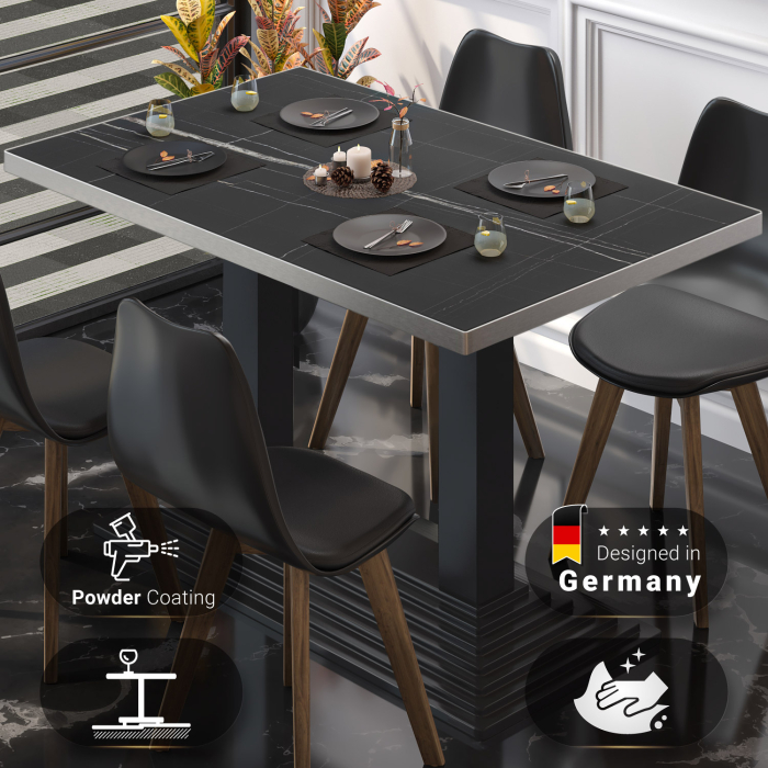 BPY | Bistrobord | 120 x 70 x 78,5 cm | Firkantet | Svart marmor/svart BPY | Bistrobord | 120 x 70 x 78,5 cm | Firkantet | Svart marmor/svart