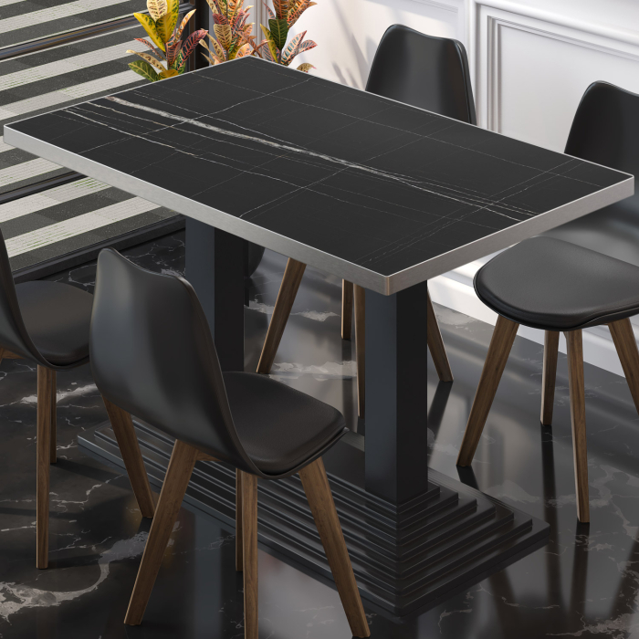 BPY | Bistrobord | 120 x 70 x 78,5 cm | Firkantet | Svart marmor/svart BPY | Bistrobord | 120 x 70 x 78,5 cm | Firkantet | Svart marmor/svart
