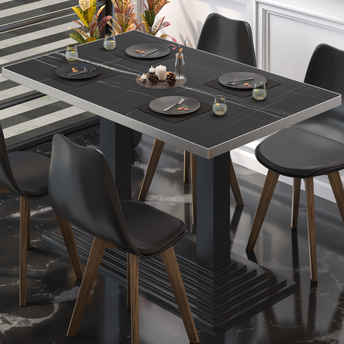 BPY | Bistrobord | 120 x 70 x 78,5 cm | Firkantet | Svart marmor/svart BPY | Bistrobord | 120 x 70 x 78,5 cm | Firkantet | Svart marmor/svart