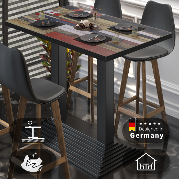BPY | Bistro Stehtisch | 120 x 70 x 112 cm | Svart kant | Avlang | Vintage Fargerik / Svart BPY | Bistro Stehtisch | 120 x 70 x 112 cm | Svart kant | Avlang | Vintage Fargerik / Svart