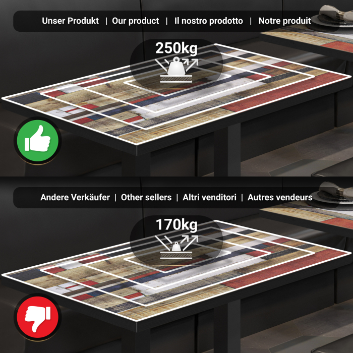 BPY | Bistro Stehtisch | 120 x 70 x 112 cm | Svart kant | Avlang | Vintage Fargerik / Svart BPY | Bistro Stehtisch | 120 x 70 x 112 cm | Svart kant | Avlang | Vintage Fargerik / Svart