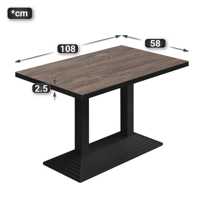 BPY | Bistrobord | 110 x 60 x 78,5 cm | Firkantet | Lys Wenge / Svart BPY | Bistrobord | 110 x 60 x 78,5 cm | Firkantet | Lys Wenge / Svart