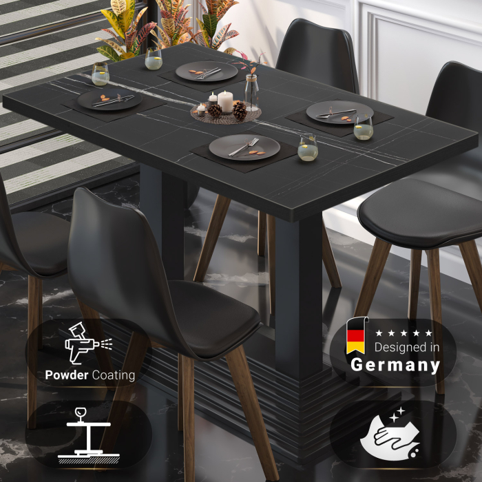 BPY | Bistrobord | 120 x 70 x 78,5 cm | Firkantet | Svart marmor/svart