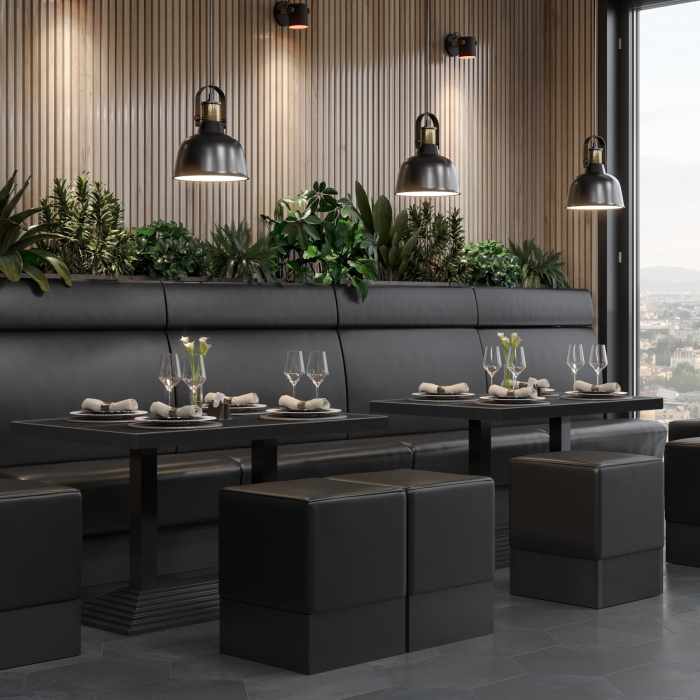 BPY | Bistrobord | 120 x 70 x 78,5 cm | Firkantet | Svart marmor/svart