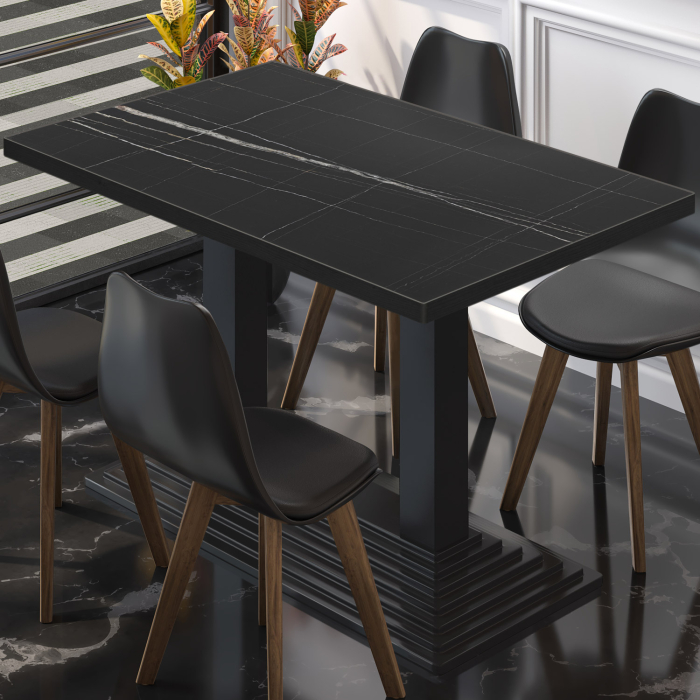 BPY | Bistrobord | 120 x 70 x 78,5 cm | Firkantet | Svart marmor/svart
