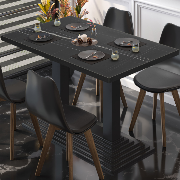 BPY | Bistrobord | 120 x 70 x 78,5 cm | Firkantet | Svart marmor/svart