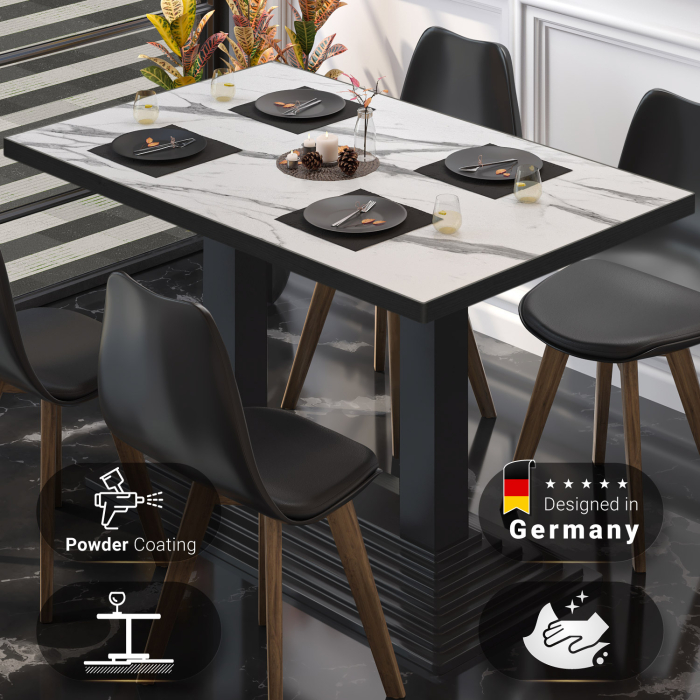 BPY | Bistrobord | 120 x 70 x 78,5 cm | Firkantet | Hvit marmor/svart BPY | Bistrobord | 120 x 70 x 78,5 cm | Firkantet | Hvit marmor/svart