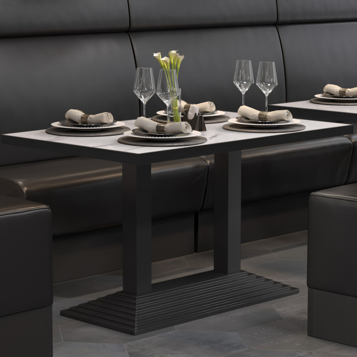 BPY | Bistrobord | 120 x 70 x 78,5 cm | Firkantet | Hvit marmor/svart BPY | Bistrobord | 120 x 70 x 78,5 cm | Firkantet | Hvit marmor/svart