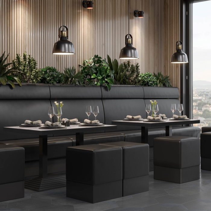 BPY | Bistrobord | 120 x 70 x 78,5 cm | Firkantet | Hvit marmor/svart BPY | Bistrobord | 120 x 70 x 78,5 cm | Firkantet | Hvit marmor/svart