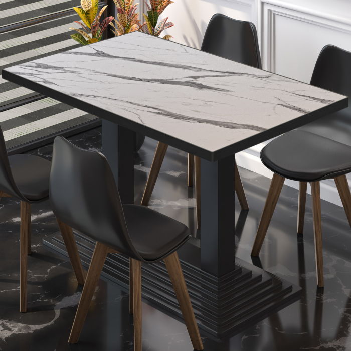 BPY | Bistrobord | 120 x 70 x 78,5 cm | Firkantet | Hvit marmor/svart BPY | Bistrobord | 120 x 70 x 78,5 cm | Firkantet | Hvit marmor/svart