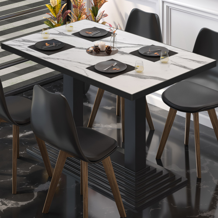 BPY | Bistrobord | 120 x 70 x 78,5 cm | Firkantet | Hvit marmor/svart BPY | Bistrobord | 120 x 70 x 78,5 cm | Firkantet | Hvit marmor/svart