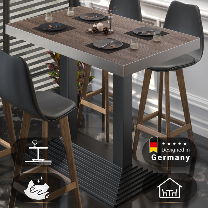 BPY | Bistro Steh bord | 120 x 70 x 114 cm | Rustfritt stål kant | Rektangulær | Lys Wenge / Svart BPY | Bistro Steh bord | 120 x 70 x 114 cm | Rustfritt stål kant | Rektangulær | Lys Wenge / Svart