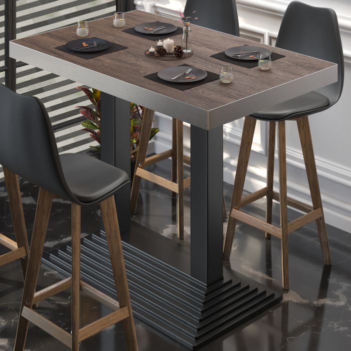 BPY | Bistro Steh bord | 120 x 70 x 114 cm | Rustfritt stål kant | Rektangulær | Lys Wenge / Svart BPY | Bistro Steh bord | 120 x 70 x 114 cm | Rustfritt stål kant | Rektangulær | Lys Wenge / Svart