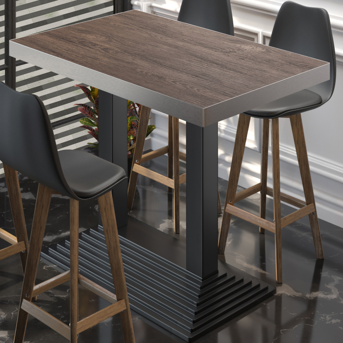 BPY | Bistro Steh bord | 120 x 70 x 114 cm | Rustfritt stål kant | Rektangulær | Lys Wenge / Svart BPY | Bistro Steh bord | 120 x 70 x 114 cm | Rustfritt stål kant | Rektangulær | Lys Wenge / Svart