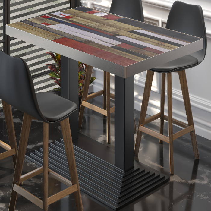 BPY | Bistro Stehtable | 120 x 70 x 114 cm | Rustfritt stål kant | Rekktangulær | Vintage Fargerik / Svart BPY | Bistro Stehtable | 120 x 70 x 114 cm | Rustfritt stål kant | Rekktangulær | Vintage Fargerik / Svart