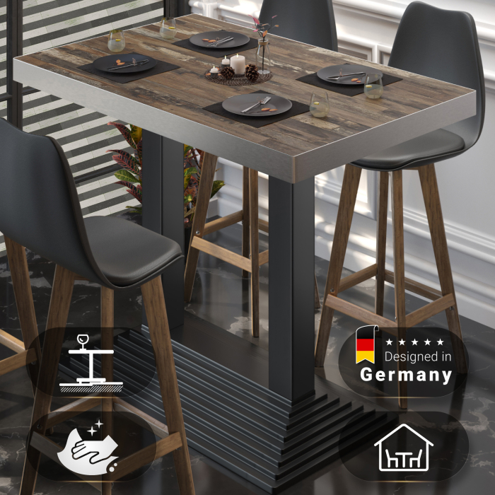 BPY | Bistro Stehtisch | 120 x 70 x 114 cm | Rustfritt stål kant | Rektangulær | Vintage Old / Svart BPY | Bistro Stehtisch | 120 x 70 x 114 cm | Rustfritt stål kant | Rektangulær | Vintage Old / Svart