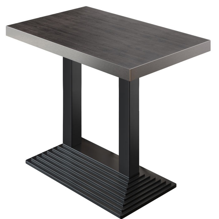 BPY | Bistro Stehtisch | 110 x 60 x 114 cm | Edelstahl Rand | Rechteckig | Wenge / Schwarz