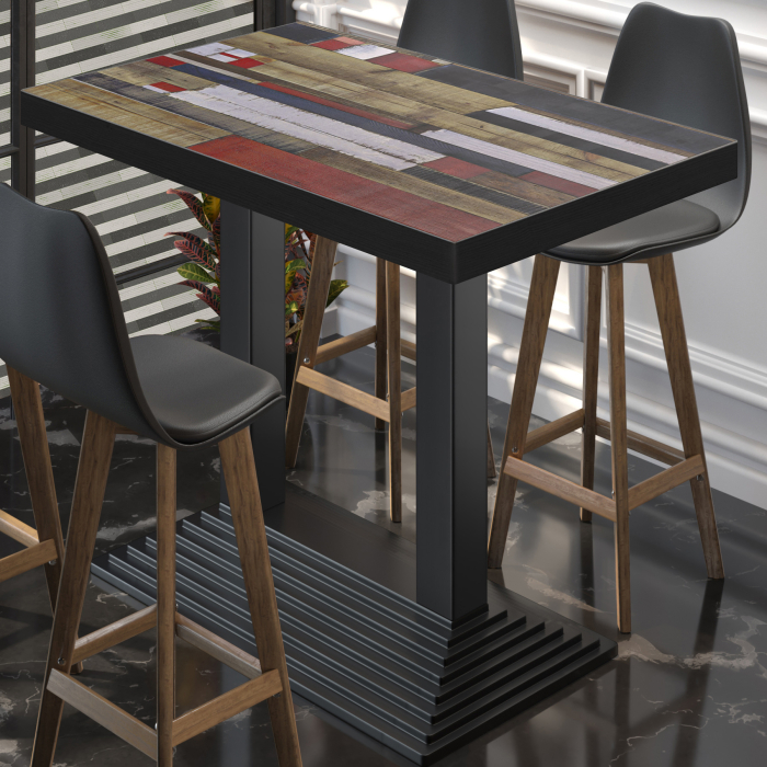 BPY | Bistro Stehtisch | 120 x 70 x 114 cm | Svart kant | Rektangulær | Vintage Fargerik / Svart BPY | Bistro Stehtisch | 120 x 70 x 114 cm | Svart kant | Rektangulær | Vintage Fargerik / Svart