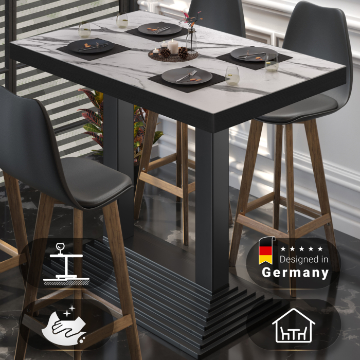 BPY | Bistro Stehtisk | 130 x 80 x 114 cm | Svart kant | Firkantet | Hvit marmor / Svart BPY | Bistro Stehtisk | 130 x 80 x 114 cm | Svart kant | Firkantet | Hvit marmor / Svart