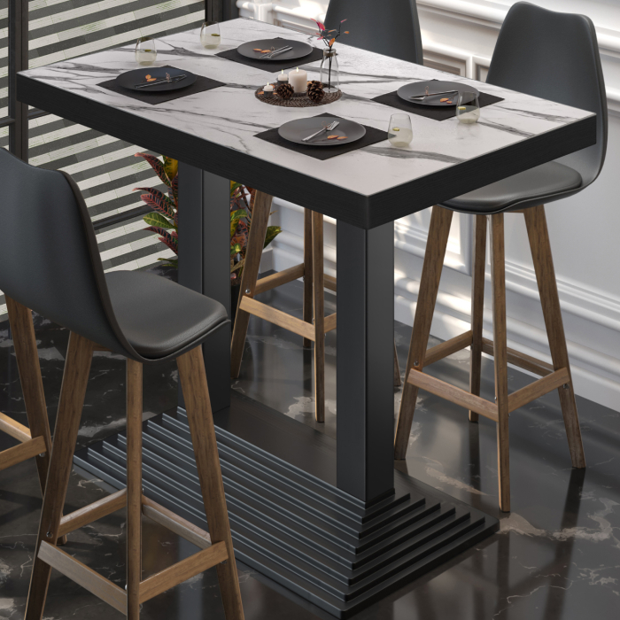 BPY | Bistro Stehtisk | 130 x 80 x 114 cm | Svart kant | Firkantet | Hvit marmor / Svart BPY | Bistro Stehtisk | 130 x 80 x 114 cm | Svart kant | Firkantet | Hvit marmor / Svart